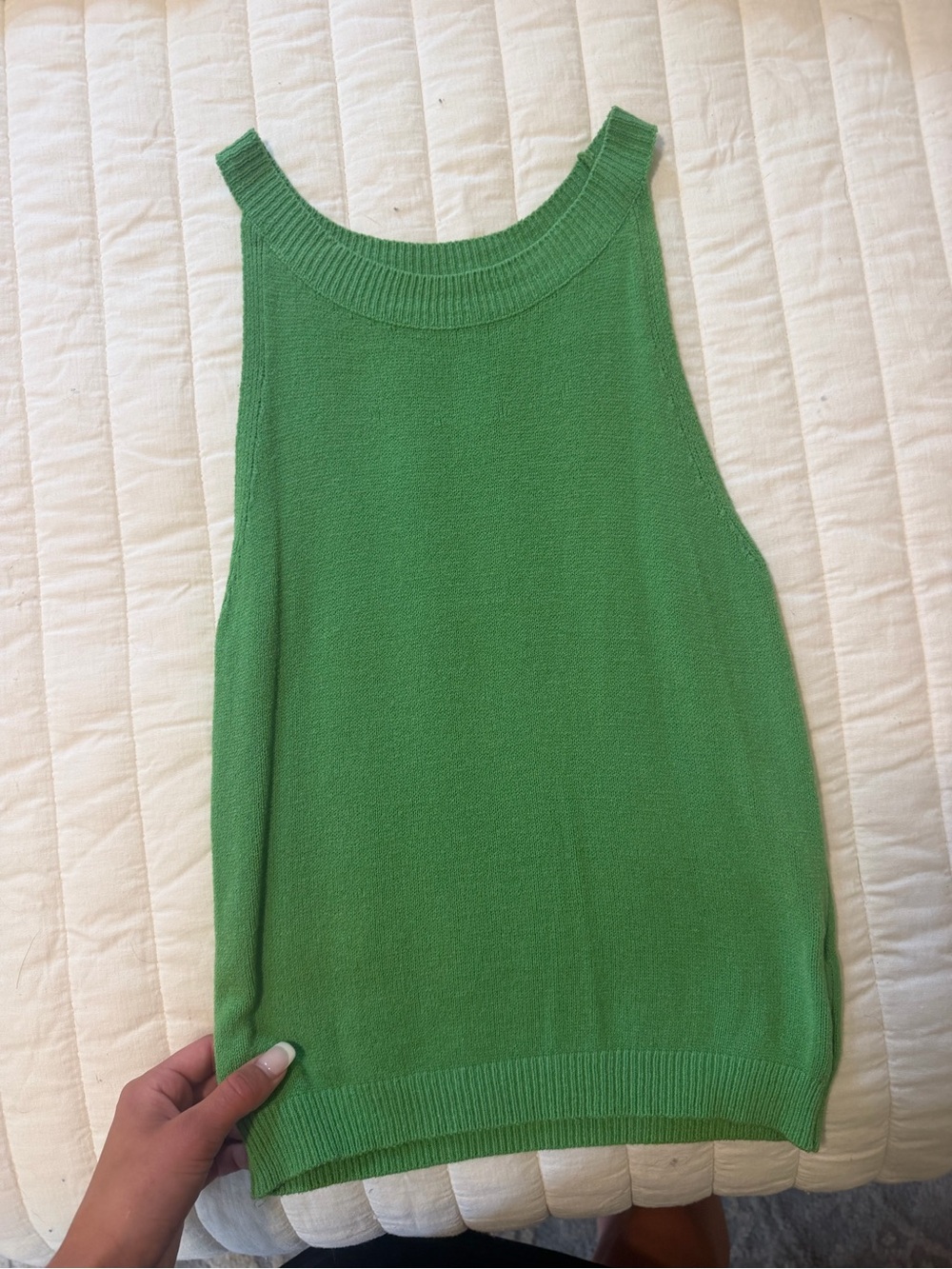 Sleeveless Knit Shell Top in Bright Green
